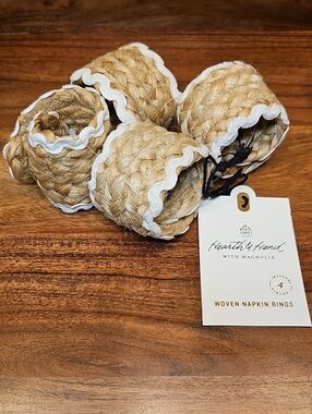 Set Of 4 Woven Natural Jute Napkin Rings Hearth & Hand